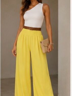 Gorgeous High-Waisted Wide-Leg Pants
 - Yellow